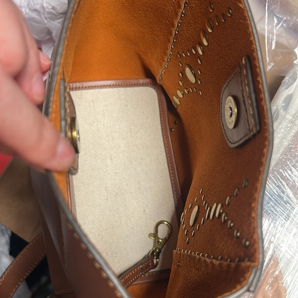 FRYE Women's Tan Brown Leather Studded Bag Crossbody - Picture 8 of 11